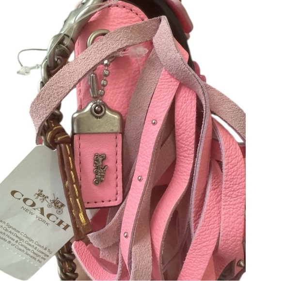 Coach 1941 Dinky 15 Wild Tea Rose Fringe Crossbody Bag NWT Ltd Ed Pink Leather - Picture 10 of 16